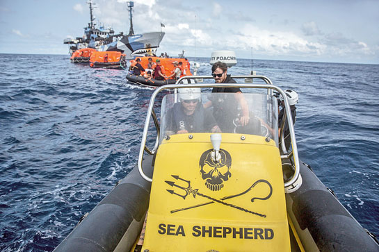 Life rafts with the crew of the sunken fishing vessel Thunder being towed to safety.