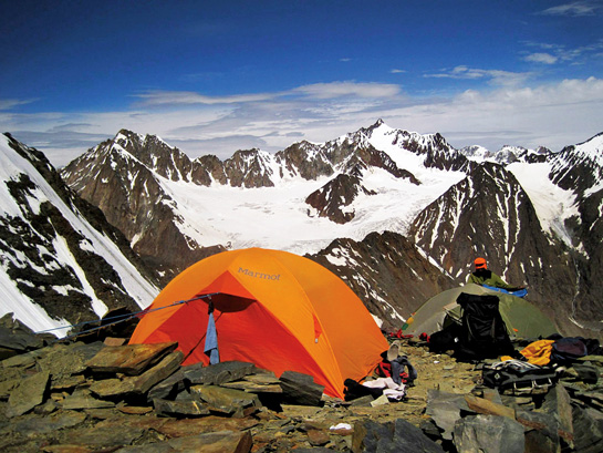 Camped on a high ridge under CB 13, a magnificent peak in Himachal Pradesh.