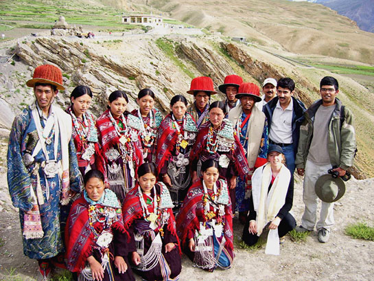 Community conservation work in Spiti's villages includes creating livestock-insurance schemes, predator-proof corrals, and  grazing-free reserves where wild prey species can thrive. Here, a conservation partner community meets with a team of conservationists from the Nature Conservation Foundation/Snow Leopard Trust.