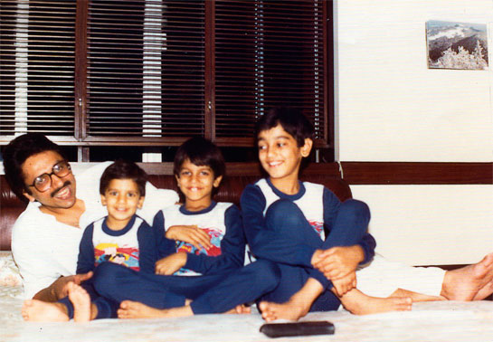 A file picture of Urvi Piramal's late husband, Ashok Piramal, with their children - Harsh, Rajeev and Nandan Piramal (from left to right).