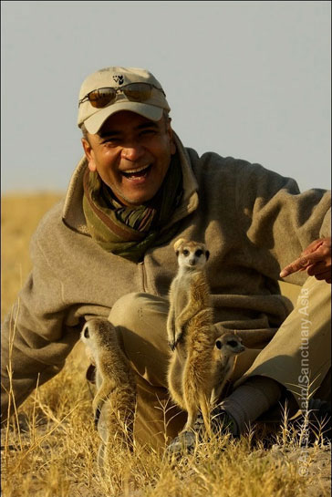 &acirc;Serving as a termite mound for the ever-inquisitive meerkats; Makgadikgadi salt pan, Botswana.
