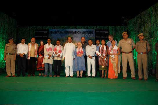 The awardees on stage at the awards ceremony.