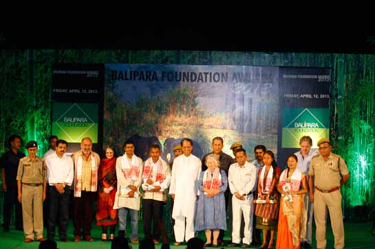 The Balipara Foundation Award Winners - 2013 along with the Chief Minister of Assam Tarun Gogoi and Balipara Foundation founder trustees.