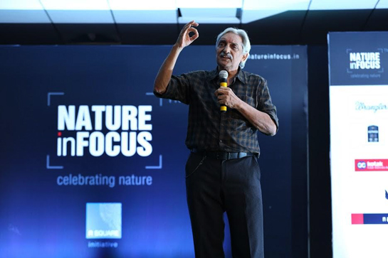 Bittu Sahgal addresses the audience at the Nature In Focus Festival.
