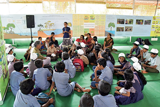 School children from across the Kannur district visit the Mangrove Interpretation Centre at WTI-Apollo Tyres' Kannur Kandal Project to learn about mangrove ecosystems and their conservation.