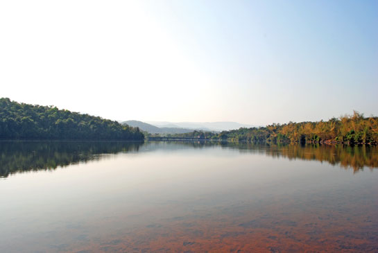 Lush forests surround the backwaters of the Tillari Dam, whose water is distributed to both Maharashtra and Goa.
