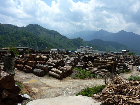 Pianma town, the main entry point for logs from Myanmar into Nujiang.