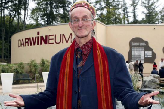 Felix Padel, the great, great grandson of Charles Darwin, at the Darwineum at Rostock, Germany.