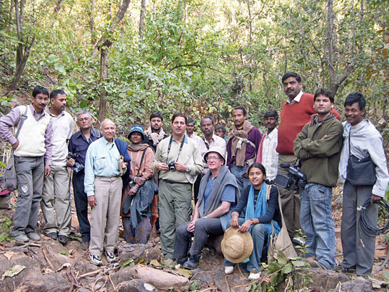 A team from the Indira Gandhi National Centre for the Arts led by Dr. B. L. Mala and Bulu Imam visit a rock-art site in the North Karanpura valley.