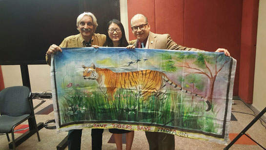 A banner painted by Kids for Tigers in Guwahati reaches the CITES conference in Johannesburg