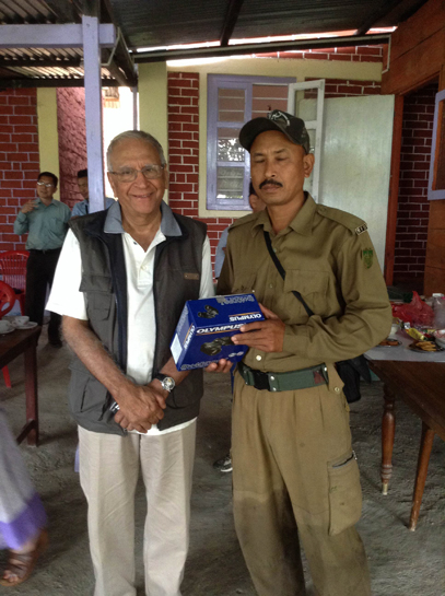 Lifetime Service Award winner M.K. Ranjitsinh used part of his award money to purchase and distribute binoculars to schools abutting Protected Areas in the Northeast. Lifetime Service Award winner M.K. Ranjitsinh used part of his award money to purchase and distribute binoculars to schools abutting Protected Areas in the Northeast.