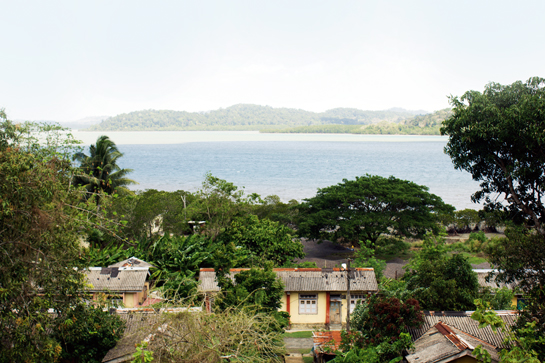 One of the many picturesque villages that the author and his field assistant surveyed for the presence of bullfrogs. It is believed that Indian bullfrog eggs and tadpoles were brought to the islands by accident through the aqua-cultural trade.