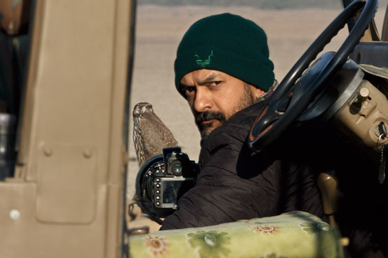 Anish Andheria is a conservation photographer of repute and is seen here photographing a Saker Falcon in the Little Rann of Kutchh.