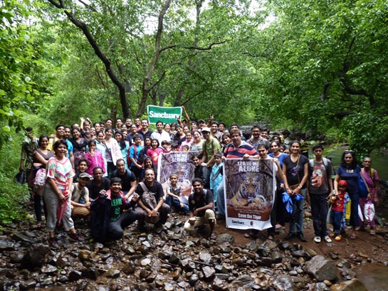 Participants gather for a photograph at the nature trail.