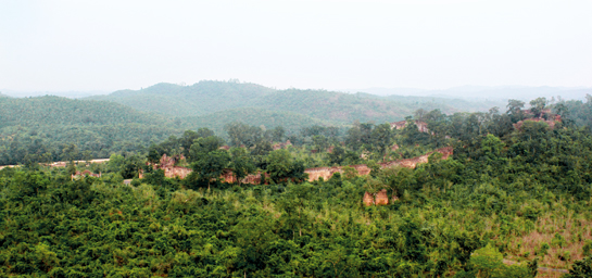 The view of the Old Fort at Betla constructed by the Chero Kings, as seen from atop the New Fort constructed by them on a nearby hillock.
