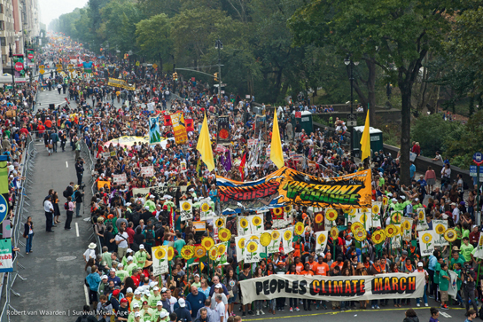 Jennifer Scarlott marched along with 4,00,000 people at the People's Climate March in New York City on September 21, 2014.