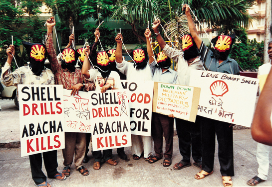 The only interest such global corporations serve is their own. But the public is coming to realise that there is a serious gulf between the interests of monster corporations and those of humanity and the natural world, and this is cause for hope. These citizens are protesting Shell's role in the murder of Nigerian activist Ken Saro-wiwa.