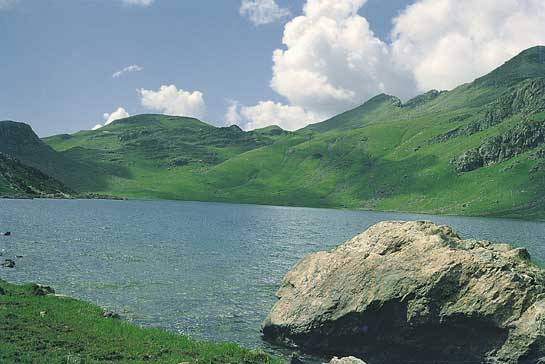 The Marsar lake, Upper Dachigam. The hangul graze on these pastures in summer. In the winter, the deer move to the more hospitable Lower Dachigam valley.