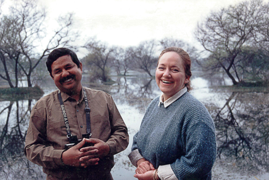 Bharatpur's Keoladeo swamps are amongst the most visited bird havens in the world today and virtually every celebrity, scientist or birder asks for and interacts with Bholu Abrar Khan, seen here with Belinda Wright of the Wildlife Protection Society of India (WPSI).
