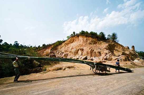 Mining for stones and rampant bamboo extraction in the Karbi Anglong forest is a major threat to Kaziranga.