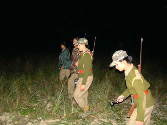 JOINT WILDLIFE SERVICE AWARD: Bibha Sonowal, Pallabita Bora, Swarnalata Bhuyan and Anita Das (above), the courageous women forest guards of Kaziranga. Theirs is the very first team of female wildlife defenders in the park and they have been patrolling this world famous rhino-tiger forest for a year now.
