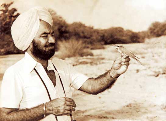 Man Mohan Singh doing what he loved best, birding in the Ropar jungles, Punjab, in the early 1980s.