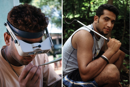 Sameer Kehimkar does the scale count of a Malabar pit viper in Amboli (left). Kehimkar enjoys studying and learning more about creepy crawlies and believes that science is the foundation of good conservation. This young herp aficionado has been a part of numerous surveys in the Western Ghats forests, including Koyna (right).