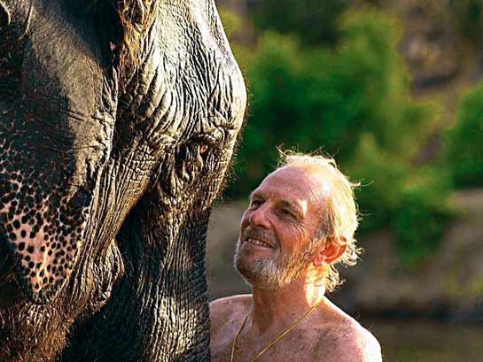 Mark Shand with his elephant Tara.