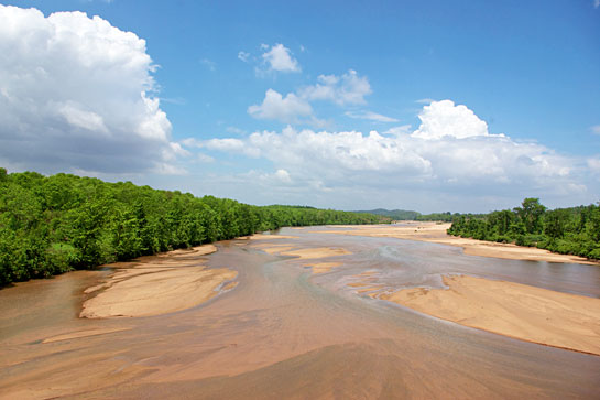 Over 600 Indian rivers are fed by tiger forests. Here we see the Auranga river flowing through the Palamau Tiger Reserve, Bihar.