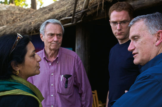 Key players in Panthera's tiger programme, Tigers Forever, are Alan Rabinowitz, in profile, Joe Smith next to him, and the legendary George Schaller.