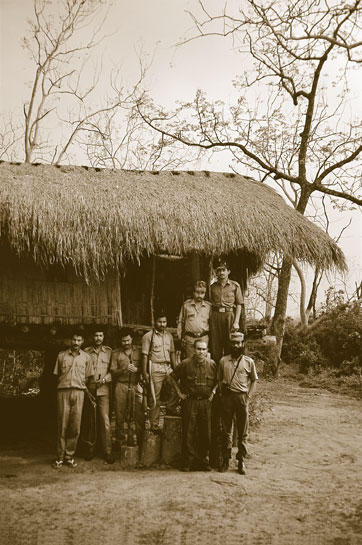 Sanjoy Deb Roy (second from right next to B.N. Talukdar, Range Officer, Kaziranga) was most comfortable with those he called the true protectors of wildlife - forest guards and field staff.