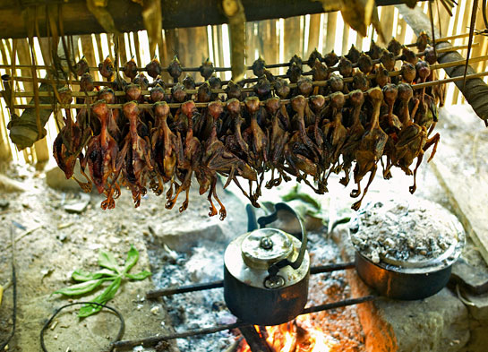 Birds are smoked in great numbers to facilitate later sale in markets as far as Dimapur, nearly 140 km. from Pangti.