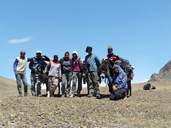 The author's trekking team who climbed Mount Kanamo, the third highest peak in the Spiti Valley.