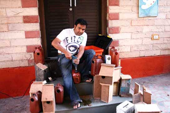 Vishwajeet Naik fashioned his nests at home using everyday materials he found around the house.