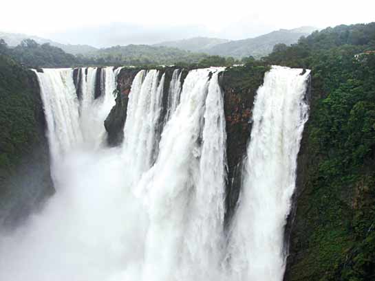 The Jog or Gerosoppa Falls on the river Sharavathi, is the second-highest plunge waterfall (253 m.) in India. 