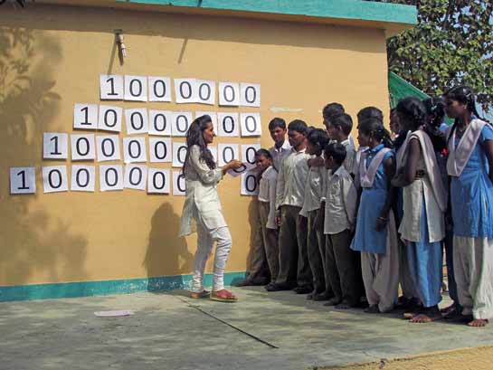Pooja Choksi, E-base manager, conducts a workshop at Pench, Madhya Pradesh.