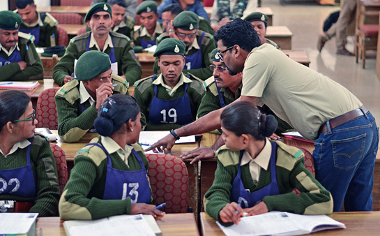 Prasenjeet Navgire, head of WCT's Law Enforcement and Monitoring (LEM) division, conducts an MSTrIPES training session for forest guards on the use of site-specific data sheets for recording information during daily patrols.