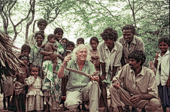 Herpetologist Rom Whitaker has worked with Tamil Nadu's snake tracking Irula tribals for more than four decades. He currently serves as Country Project Manager, Global Snakebite Initiative.