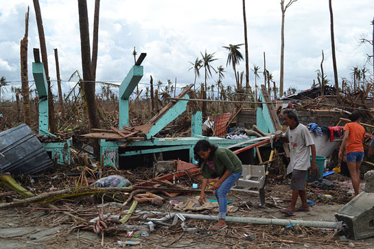 Destruction of Philippine city of Tacloban by Super Typhoon Haiyan.