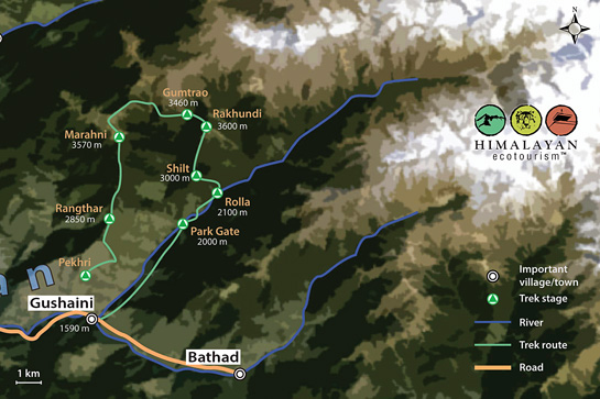 The author's trekking route.