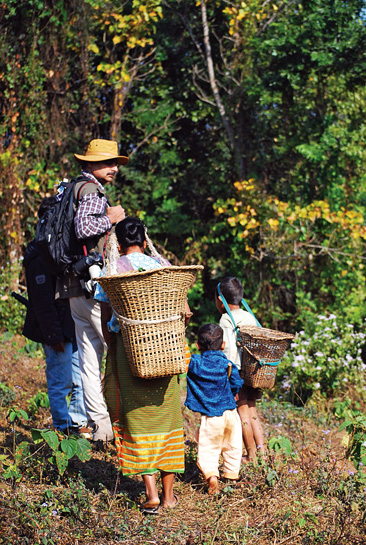 The author walks the gibbon trail with Garo tribals in Selbalgre, Meghalaya. The author walks the gibbon trail with Garo tribals in Selbalgre, Meghalaya.