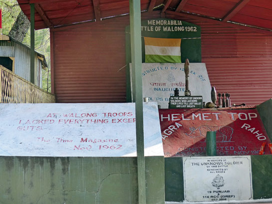 Helmet Top, located 1,000 m. above Walong, gets its name from the large number of helmets discovered here in the wake of the Indo-China war, a gory reminder of the casualties suffered by the poorly equipped, but dauntless Indian army.