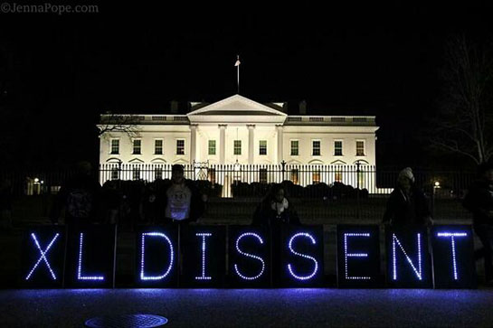 XL Dissent made its presence known at the White House on Saturday night, before the protest the following day.